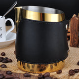 BARISTA SPACE PITCHER LATTE ART MILK JUG HANDLESS GOLD / BLACK 450 ML